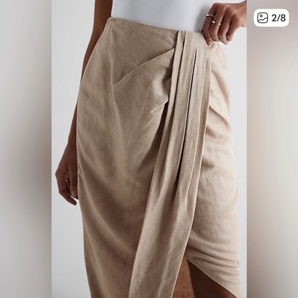 Express Super High Waisted Linen Midi Skirt - Picture 3 of 7